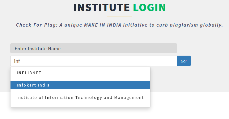 Institute login details